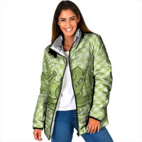 Omaomao Hawaii Cowboy Palaka Motifs Personalised Padded Jacket Paniolo Festival Puakenikeni Lei LT14 Women Green - Polynesian Pride
