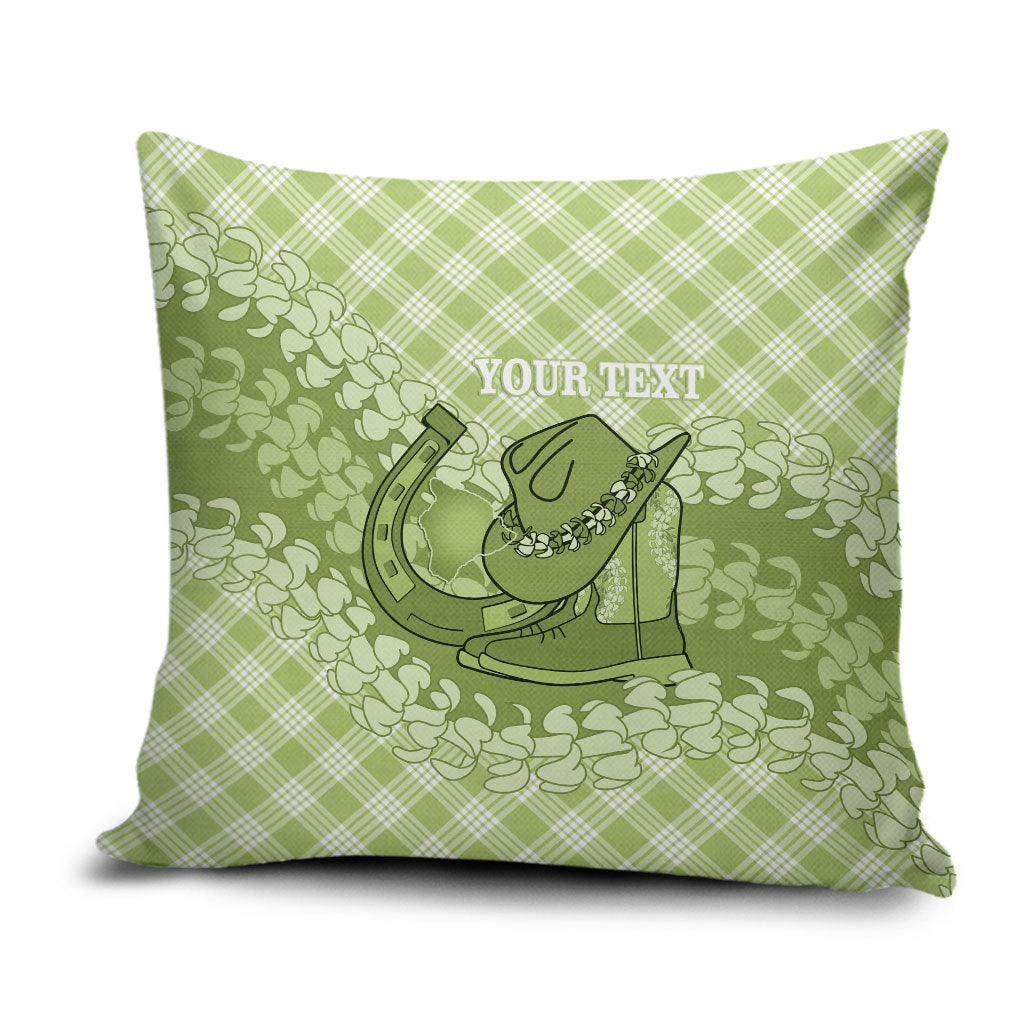 Omaomao Hawaii Cowboy Palaka Motifs Personalised Pillow Cover Paniolo Festival Puakenikeni Lei LT14 Green - Polynesian Pride