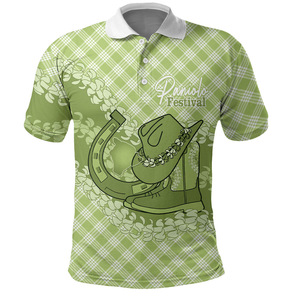Omaomao Hawaii Cowboy Palaka Motifs Personalised Polo Shirt Paniolo Festival Puakenikeni Lei LT14 Green - Polynesian Pride