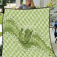 Omaomao Hawaii Cowboy Palaka Motifs Personalised Quilt Paniolo Festival Puakenikeni Lei LT14 Green - Polynesian Pride