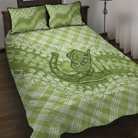 Omaomao Hawaii Cowboy Palaka Motifs Personalised Quilt Bed Set Paniolo Festival Puakenikeni Lei LT14 Green - Polynesian Pride