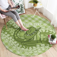 Omaomao Hawaii Cowboy Palaka Motifs Personalised Round Carpet Paniolo Festival Puakenikeni Lei LT14 - Polynesian Pride