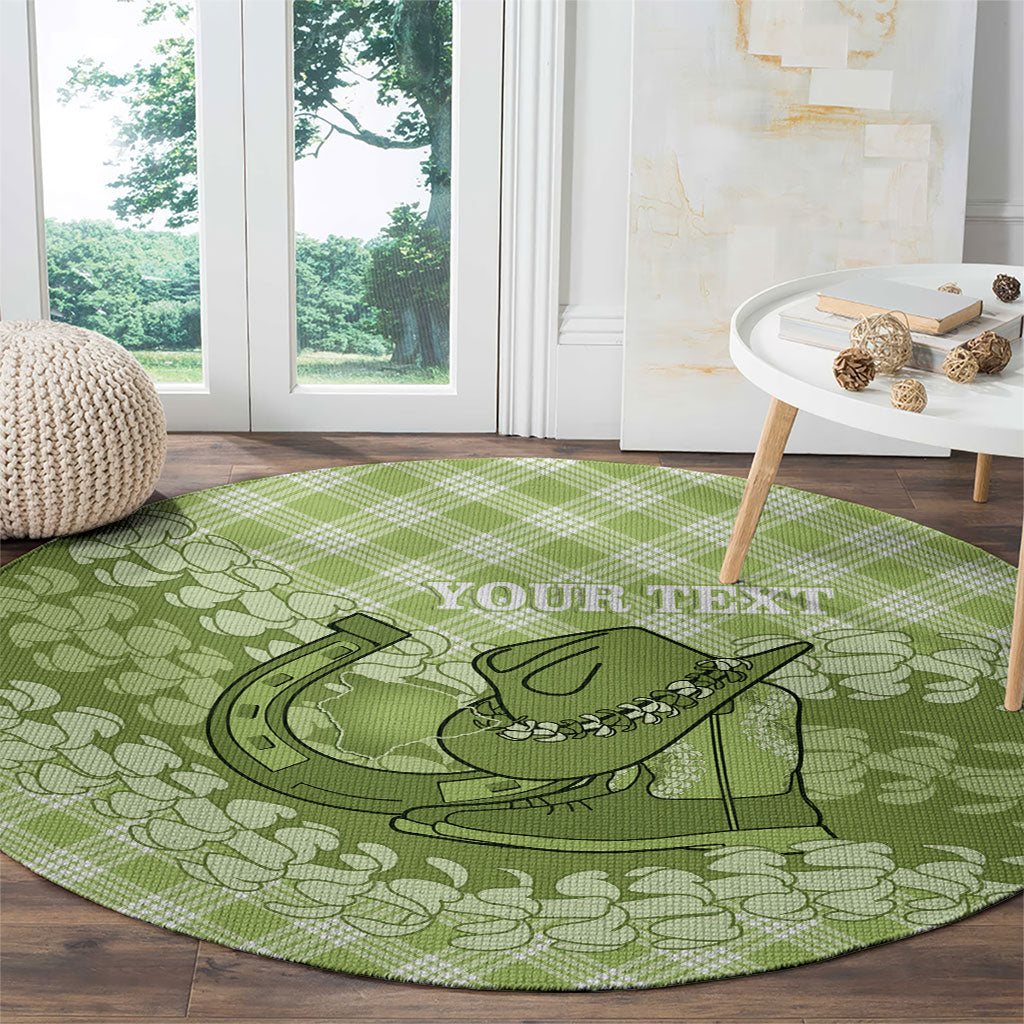 Omaomao Hawaii Cowboy Palaka Motifs Personalised Round Carpet Paniolo Festival Puakenikeni Lei LT14 - Polynesian Pride