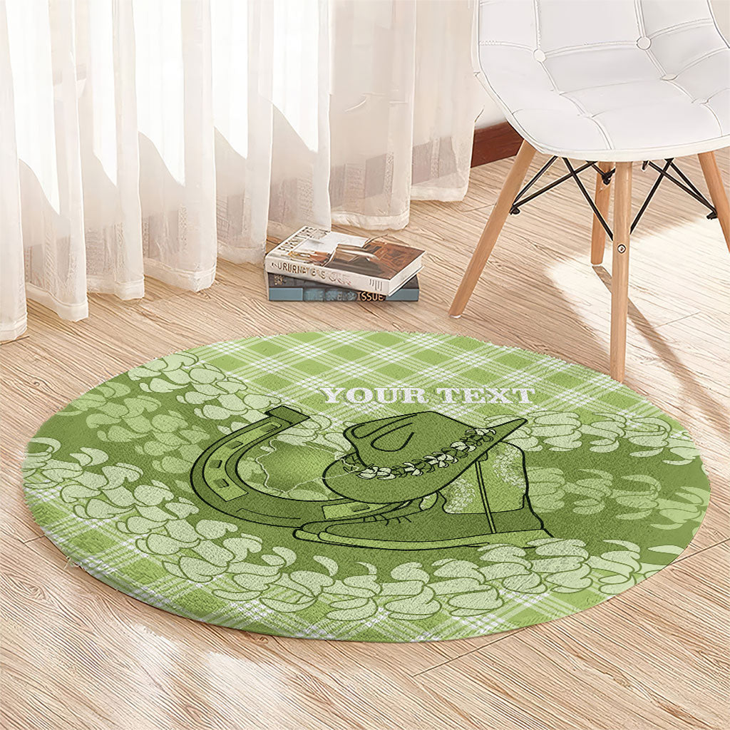Omaomao Hawaii Cowboy Palaka Motifs Personalised Round Carpet Paniolo Festival Puakenikeni Lei LT14 - Polynesian Pride