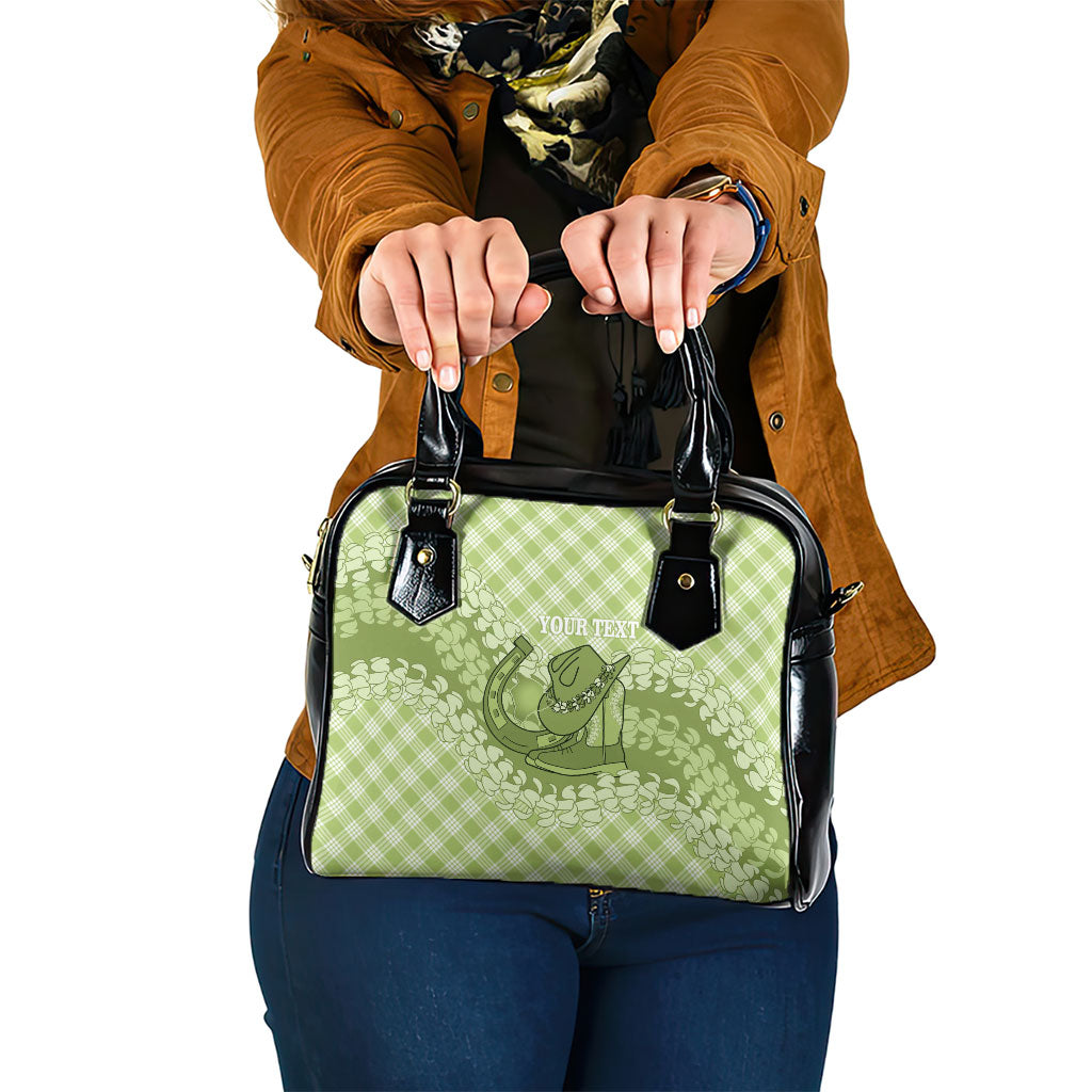 Omaomao Hawaii Cowboy Palaka Motifs Personalised Shoulder Handbag Paniolo Festival Puakenikeni Lei LT14 One Size Green - Polynesian Pride