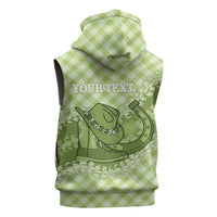 Omaomao Hawaii Cowboy Palaka Motifs Personalised Sleeveless Hoodie Paniolo Festival Puakenikeni Lei LT14 - Polynesian Pride