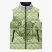 Omaomao Hawaii Cowboy Palaka Motifs Personalised Sleeveless Puffer Jacket Paniolo Festival Puakenikeni Lei LT14 Unisex Green - Polynesian Pride