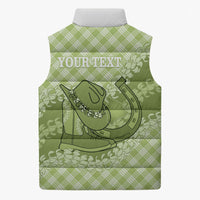 Omaomao Hawaii Cowboy Palaka Motifs Personalised Sleeveless Puffer Jacket Paniolo Festival Puakenikeni Lei LT14 - Polynesian Pride