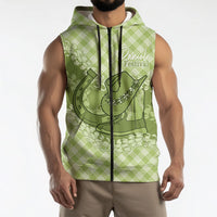 Omaomao Hawaii Cowboy Palaka Motifs Personalised Sleeveless Zip Hoodie Paniolo Festival Puakenikeni Lei LT14 - Polynesian Pride