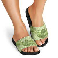 Omaomao Hawaii Cowboy Palaka Motifs Personalised Slide Sandals Paniolo Festival Puakenikeni Lei LT14 - Polynesian Pride