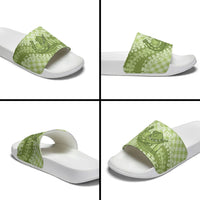 Omaomao Hawaii Cowboy Palaka Motifs Personalised Slide Sandals Paniolo Festival Puakenikeni Lei LT14 - Polynesian Pride