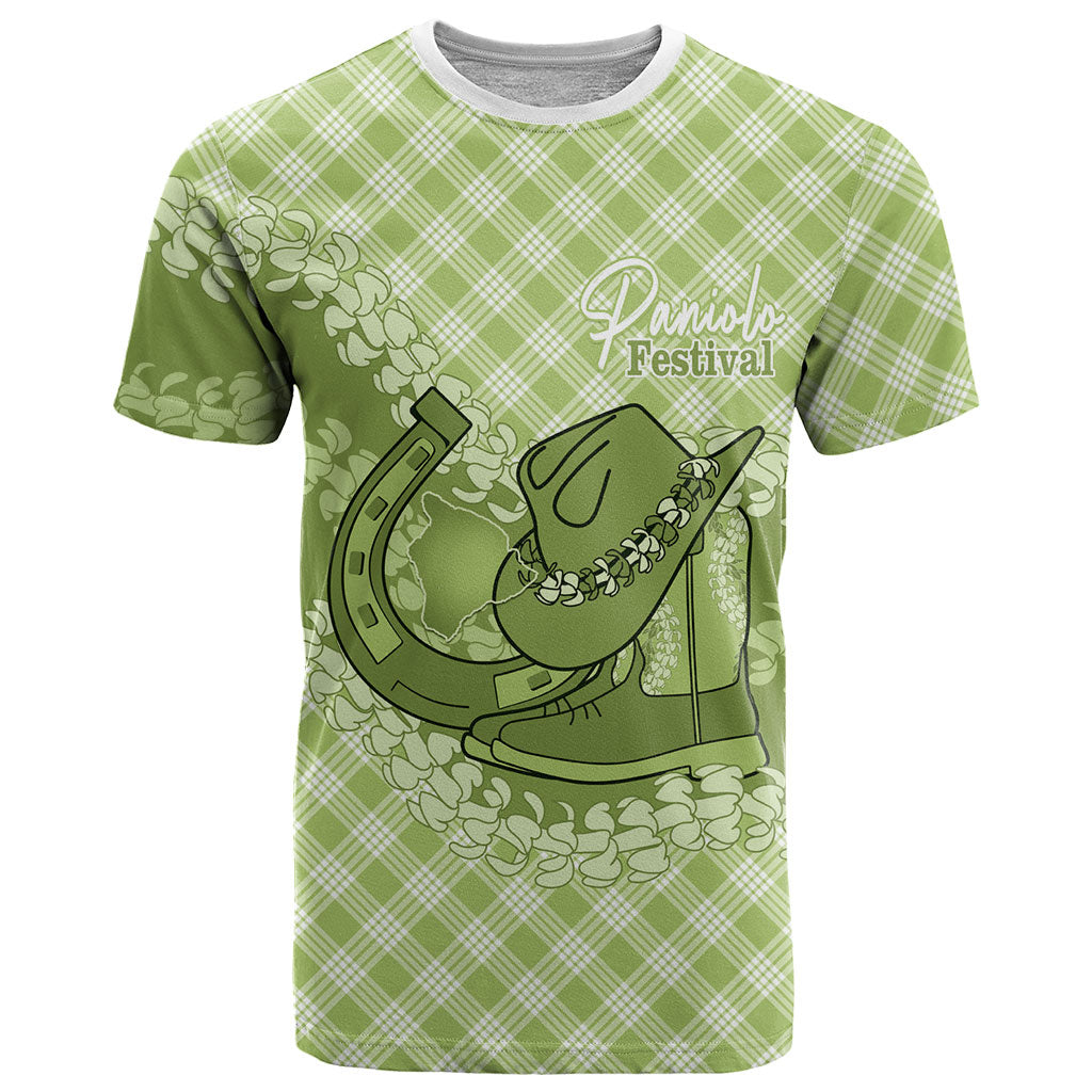 Omaomao Hawaii Cowboy Palaka Motifs Personalised T Shirt Paniolo Festival Puakenikeni Lei LT14 Green - Polynesian Pride