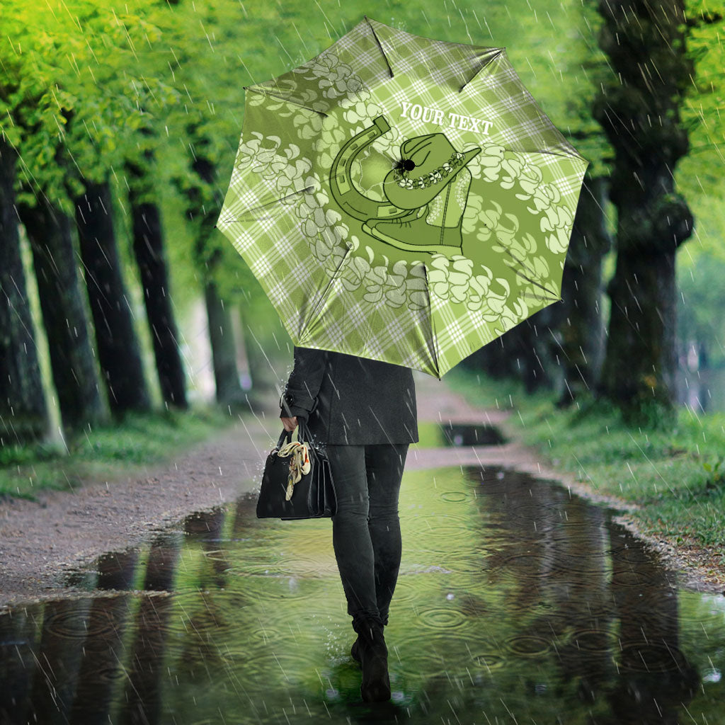 Omaomao Hawaii Cowboy Palaka Motifs Personalised Umbrella Paniolo Festival Puakenikeni Lei LT14 - Polynesian Pride