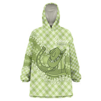 Omaomao Hawaii Cowboy Palaka Motifs Personalised Wearable Blanket Hoodie Paniolo Festival Puakenikeni Lei LT14 One Size Green - Polynesian Pride