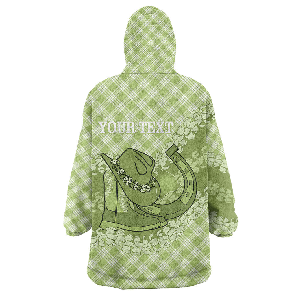Omaomao Hawaii Cowboy Palaka Motifs Personalised Wearable Blanket Hoodie Paniolo Festival Puakenikeni Lei LT14 - Polynesian Pride