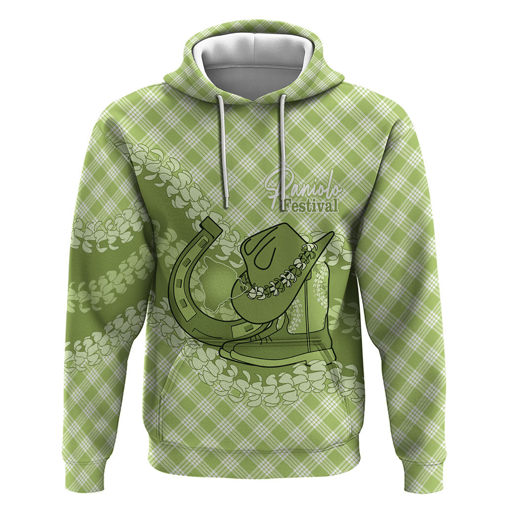 Omaomao Hawaii Cowboy Palaka Motifs Personalised Zip Hoodie Paniolo Festival Puakenikeni Lei LT14 Pullover Hoodie Green - Polynesian Pride