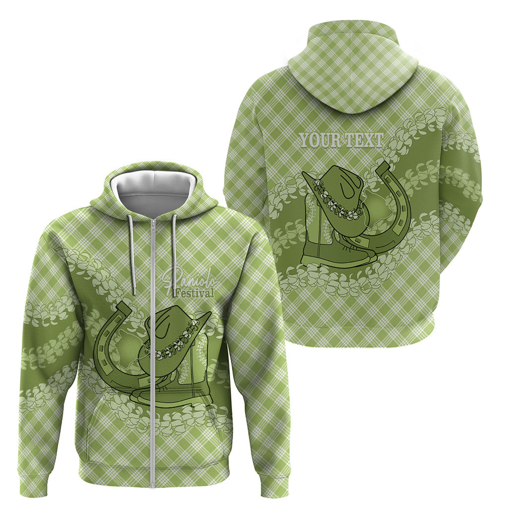 Omaomao Hawaii Cowboy Palaka Motifs Personalised Zip Hoodie Paniolo Festival Puakenikeni Lei LT14 - Polynesian Pride