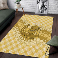 Melemele Hawaii Cowboy Palaka Motifs Personalised Area Rug Paniolo Festival Puakenikeni Lei LT14 Yellow - Polynesian Pride