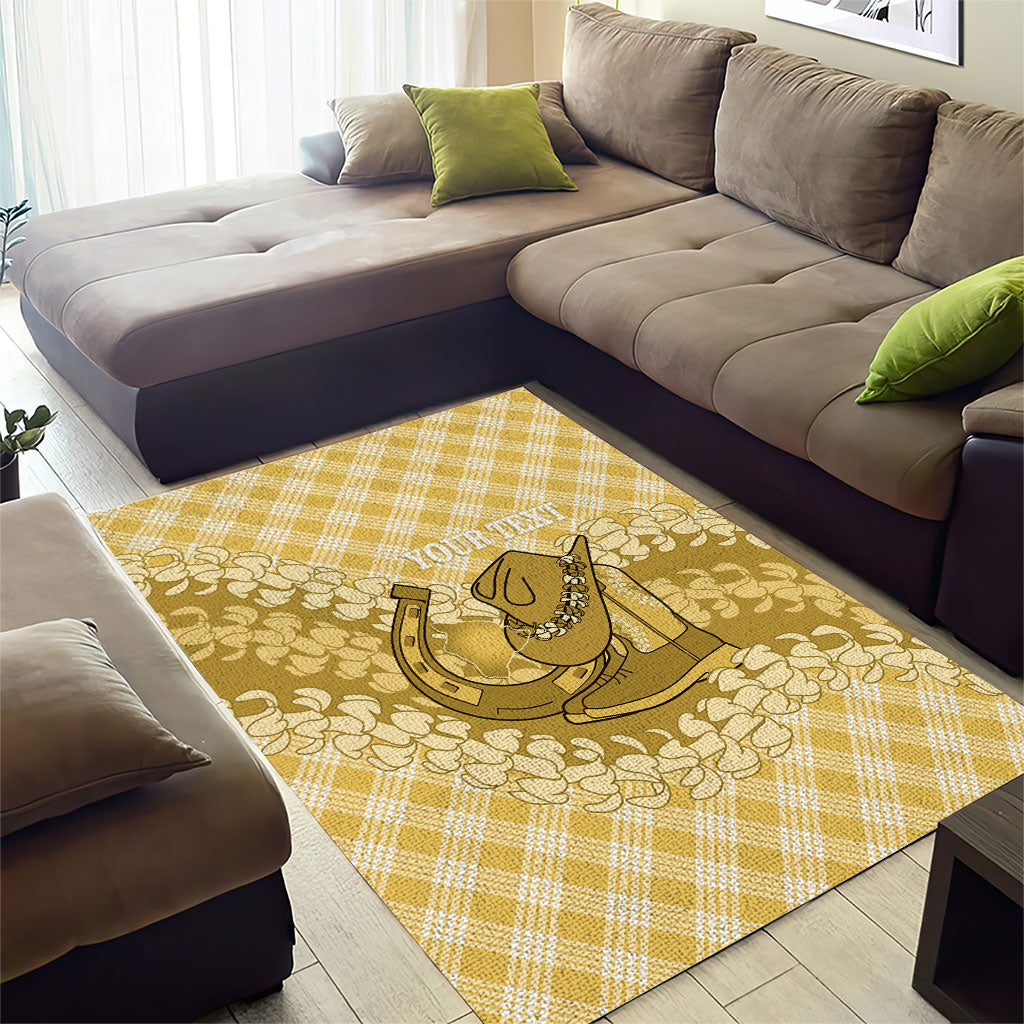 Melemele Hawaii Cowboy Palaka Motifs Personalised Area Rug Paniolo Festival Puakenikeni Lei LT14 - Polynesian Pride