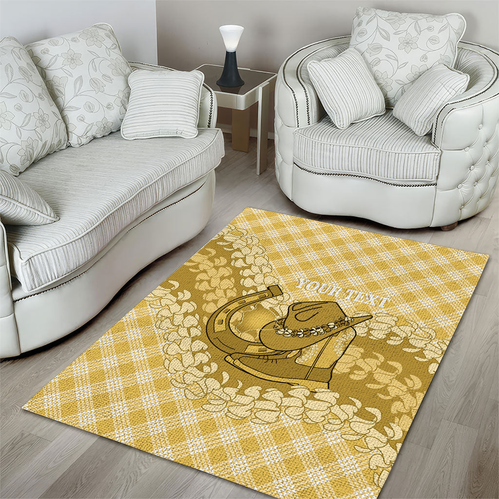 Melemele Hawaii Cowboy Palaka Motifs Personalised Area Rug Paniolo Festival Puakenikeni Lei LT14 - Polynesian Pride