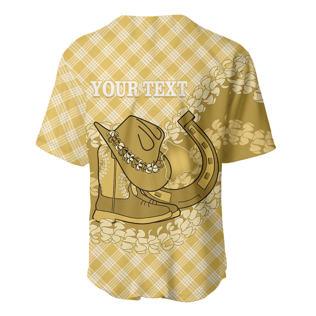Melemele Hawaii Cowboy Palaka Motifs Personalised Baseball Jersey Paniolo Festival Puakenikeni Lei LT14 - Polynesian Pride