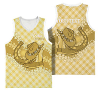 Melemele Hawaii Cowboy Palaka Motifs Personalised Basketball Jersey Paniolo Festival Puakenikeni Lei LT14 - Polynesian Pride