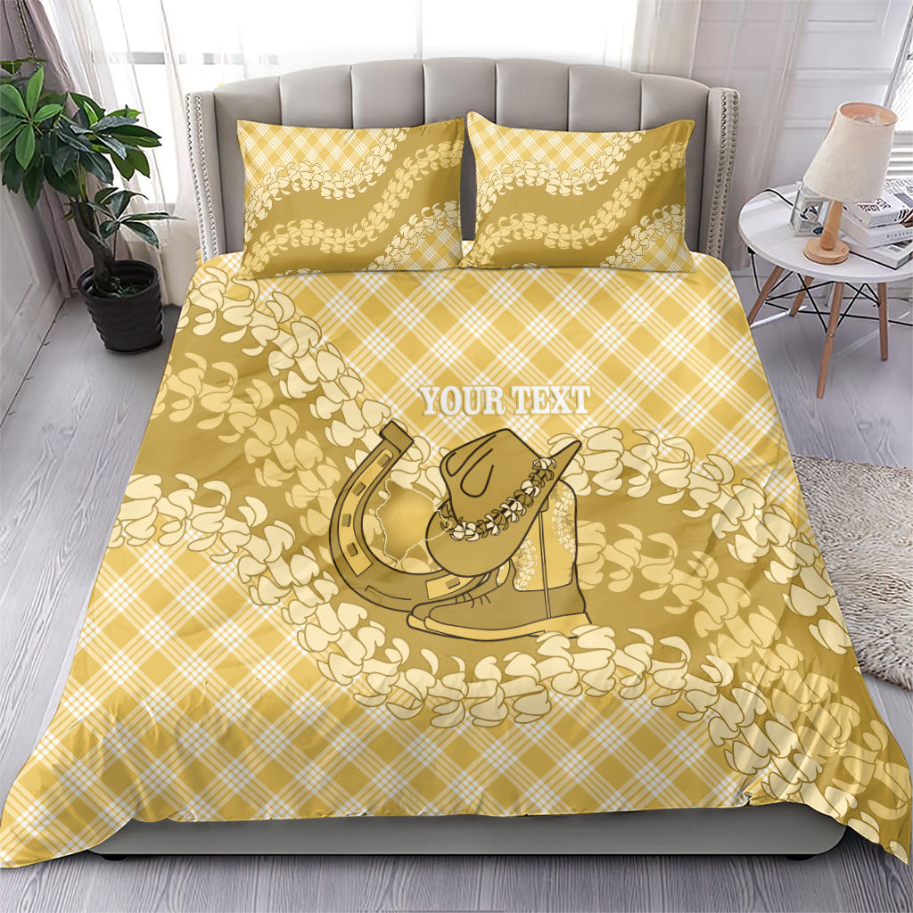 Melemele Hawaii Cowboy Palaka Motifs Personalised Bedding Set Paniolo Festival Puakenikeni Lei LT14 - Polynesian Pride