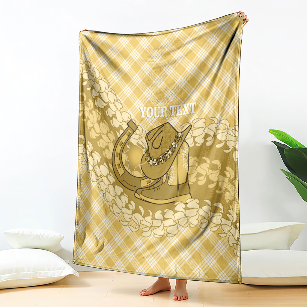 Melemele Hawaii Cowboy Palaka Motifs Personalised Blanket Paniolo Festival Puakenikeni Lei LT14 - Polynesian Pride