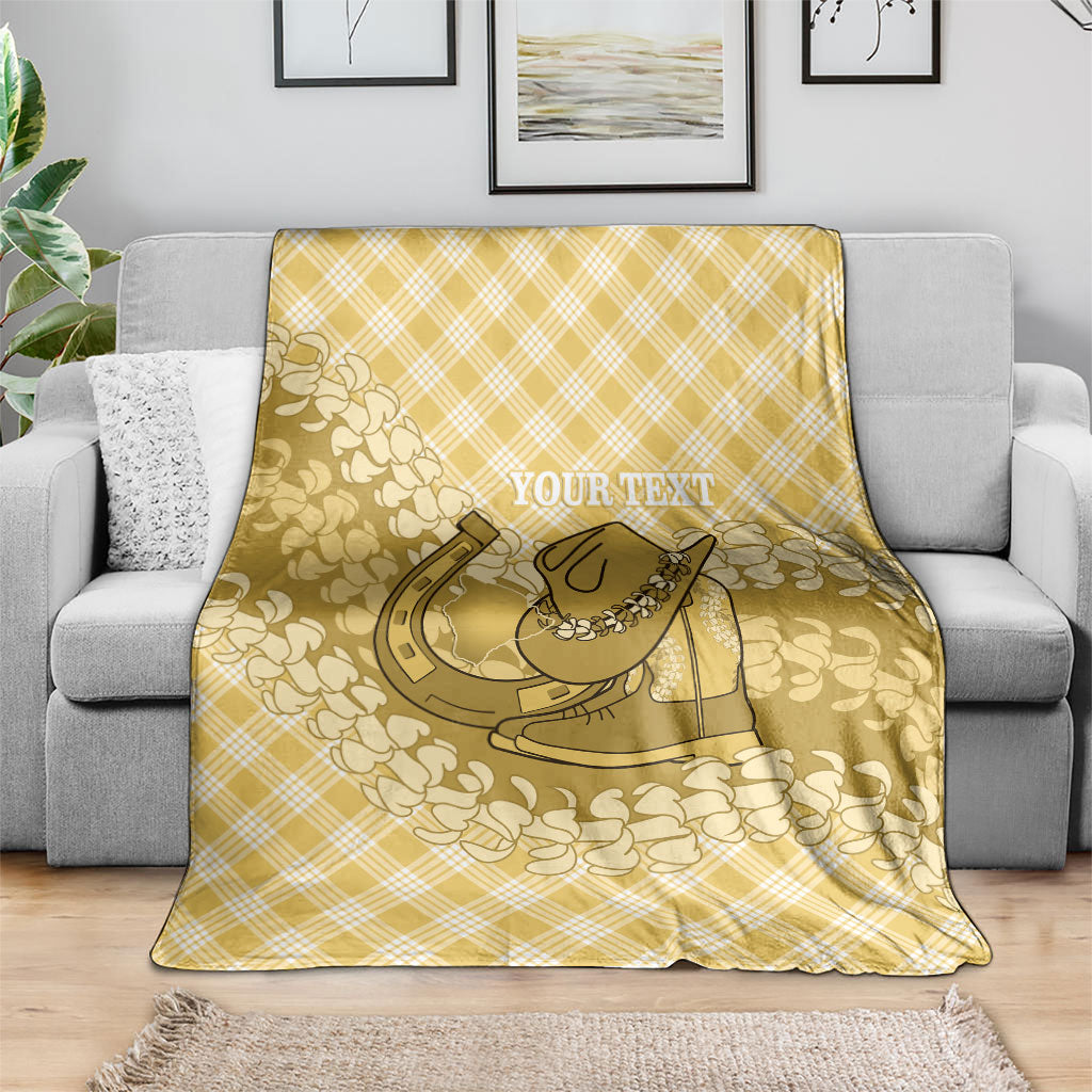 Melemele Hawaii Cowboy Palaka Motifs Personalised Blanket Paniolo Festival Puakenikeni Lei LT14 - Polynesian Pride