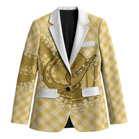 Melemele Hawaii Cowboy Palaka Motifs Personalised Blazer Paniolo Festival Puakenikeni Lei LT14 Unisex Yellow - Polynesian Pride