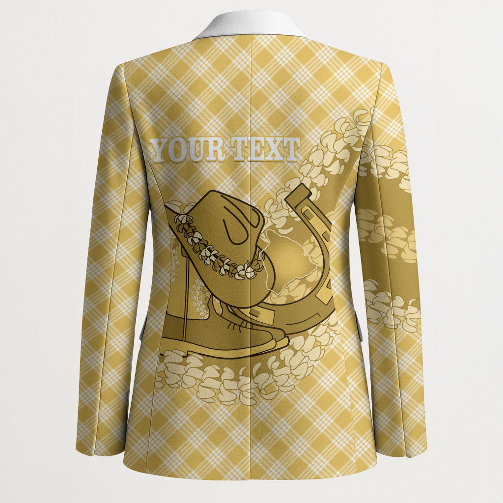 Melemele Hawaii Cowboy Palaka Motifs Personalised Blazer Paniolo Festival Puakenikeni Lei LT14 - Polynesian Pride