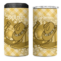 Melemele Hawaii Cowboy Palaka Motifs Personalised 4 in 1 Can Cooler Tumbler Paniolo Festival Puakenikeni Lei LT14 One Size: 16 oz Yellow - Polynesian Pride
