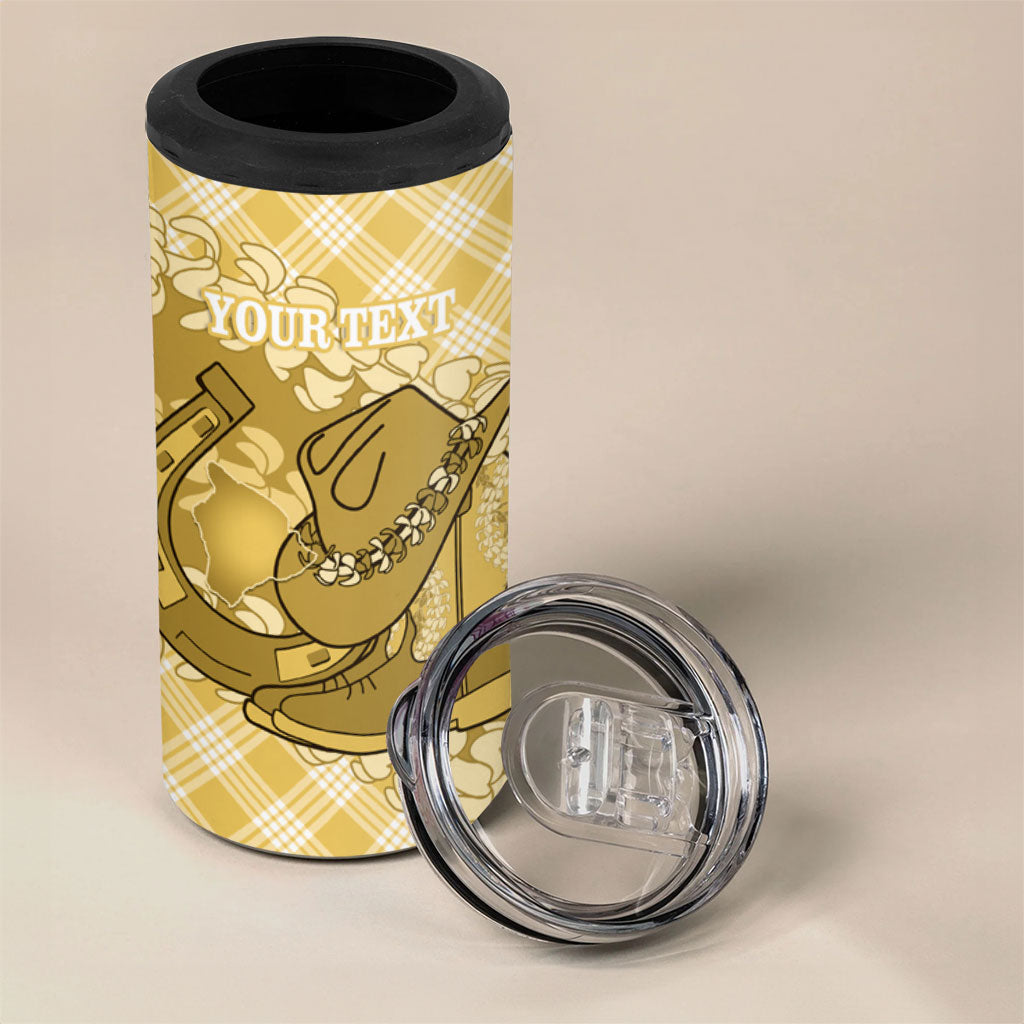 Melemele Hawaii Cowboy Palaka Motifs Personalised 4 in 1 Can Cooler Tumbler Paniolo Festival Puakenikeni Lei LT14 - Polynesian Pride