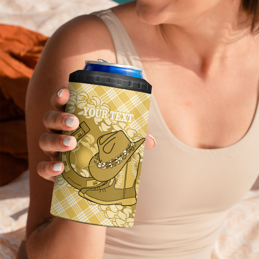 Melemele Hawaii Cowboy Palaka Motifs Personalised 4 in 1 Can Cooler Tumbler Paniolo Festival Puakenikeni Lei LT14 - Polynesian Pride