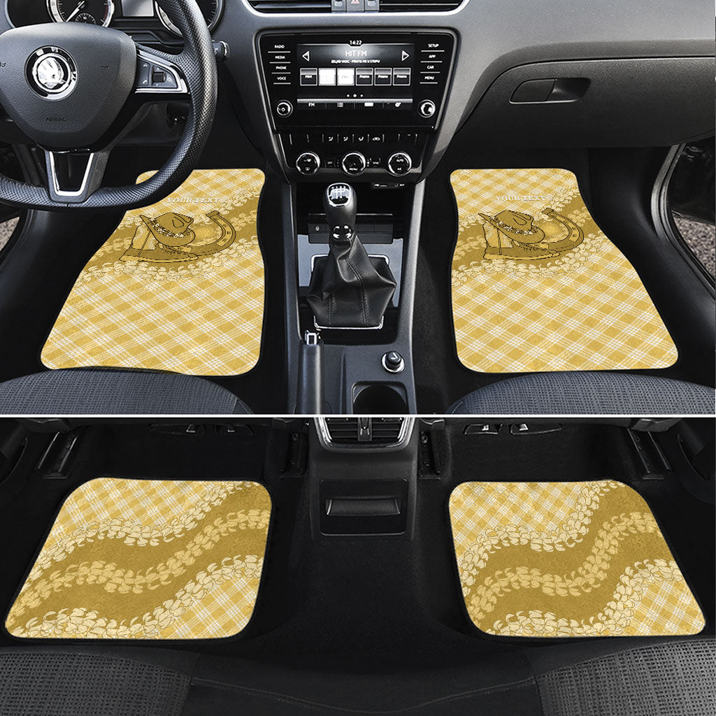 Melemele Hawaii Cowboy Palaka Motifs Personalised Car Mats Paniolo Festival Puakenikeni Lei LT14 Set 4pcs Yellow - Polynesian Pride