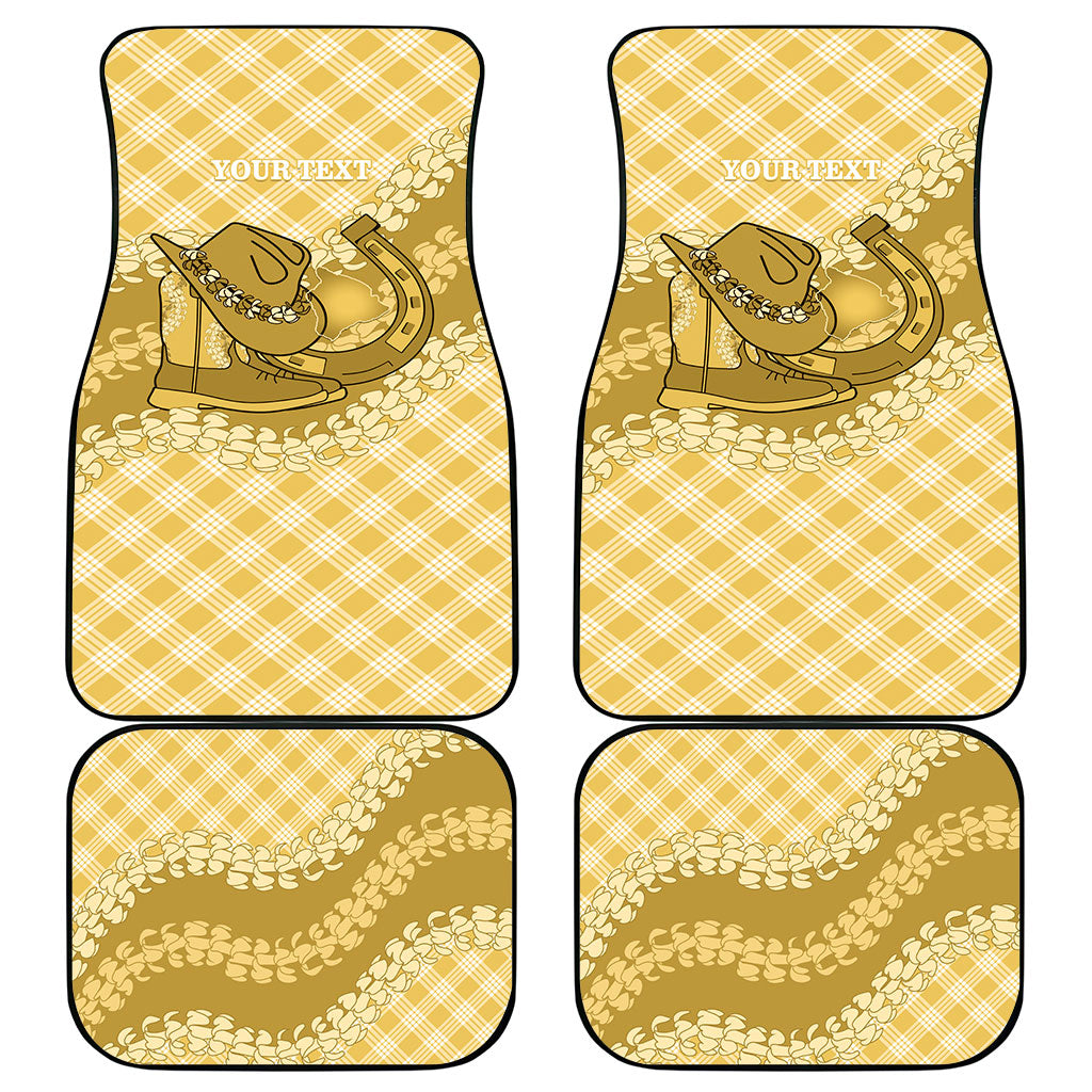 Melemele Hawaii Cowboy Palaka Motifs Personalised Car Mats Paniolo Festival Puakenikeni Lei LT14 - Polynesian Pride