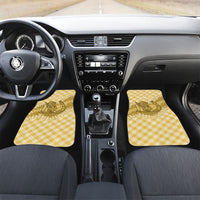 Melemele Hawaii Cowboy Palaka Motifs Personalised Car Mats Paniolo Festival Puakenikeni Lei LT14 Set 2pcs - Front Yellow - Polynesian Pride