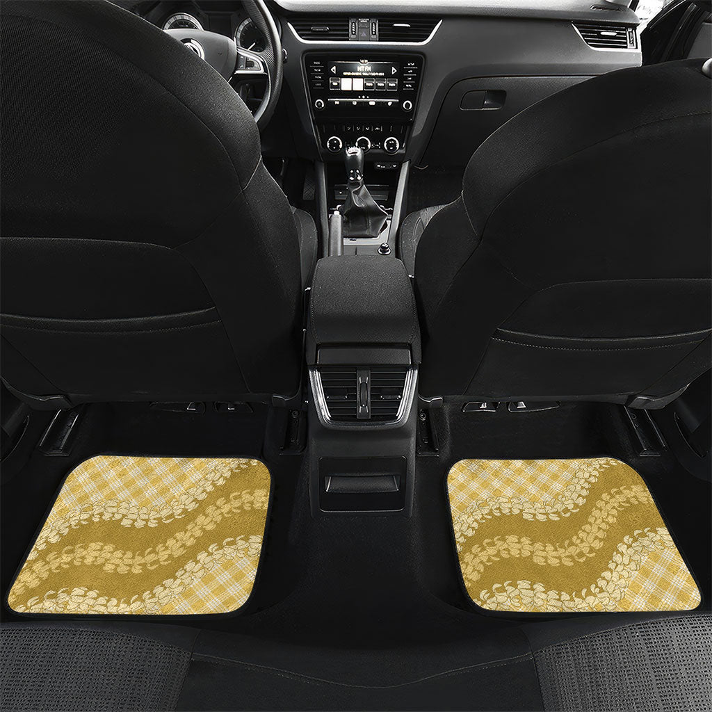 Melemele Hawaii Cowboy Palaka Motifs Personalised Car Mats Paniolo Festival Puakenikeni Lei LT14 Set 2pcs - Back Yellow - Polynesian Pride