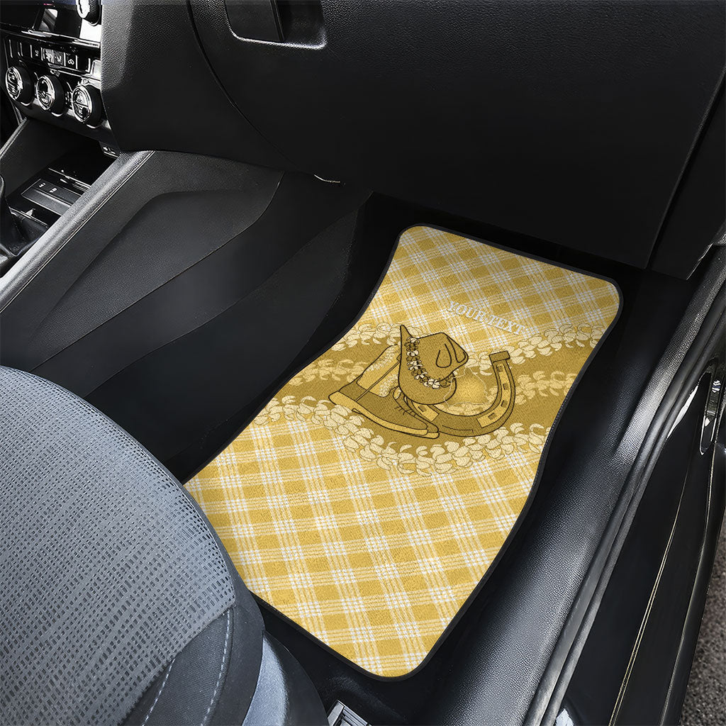 Melemele Hawaii Cowboy Palaka Motifs Personalised Car Mats Paniolo Festival Puakenikeni Lei LT14 - Polynesian Pride