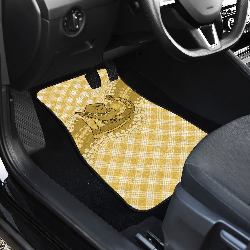 Melemele Hawaii Cowboy Palaka Motifs Personalised Car Mats Paniolo Festival Puakenikeni Lei LT14 - Polynesian Pride
