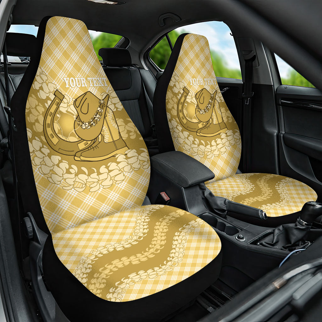 Melemele Hawaii Cowboy Palaka Motifs Personalised Car Seat Cover Paniolo Festival Puakenikeni Lei LT14 One Size Yellow - Polynesian Pride