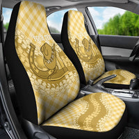Melemele Hawaii Cowboy Palaka Motifs Personalised Car Seat Cover Paniolo Festival Puakenikeni Lei LT14 - Polynesian Pride