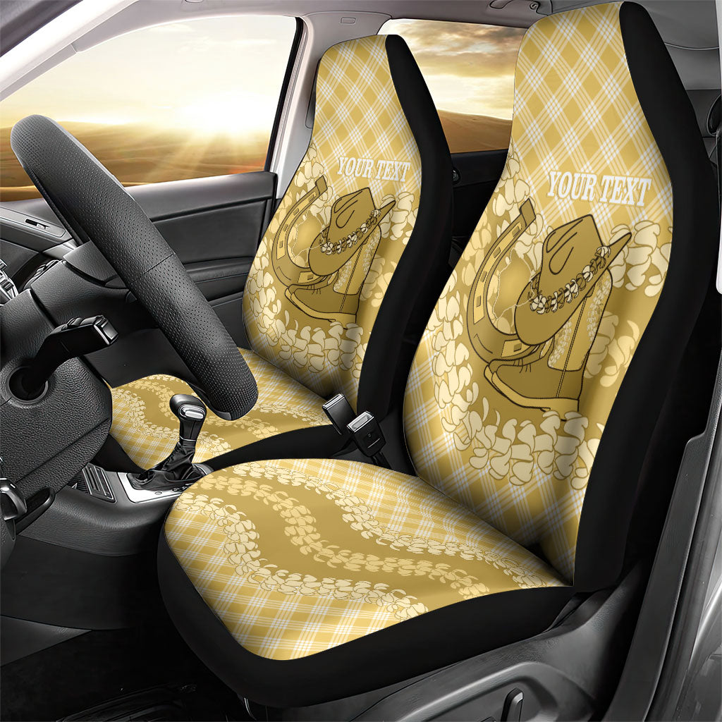 Melemele Hawaii Cowboy Palaka Motifs Personalised Car Seat Cover Paniolo Festival Puakenikeni Lei LT14 - Polynesian Pride