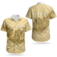 Melemele Hawaii Cowboy Palaka Motifs Personalised Couples Matching Puletasi and Hawaiian Shirt Paniolo Festival Puakenikeni Lei LT14 - Polynesian Pride