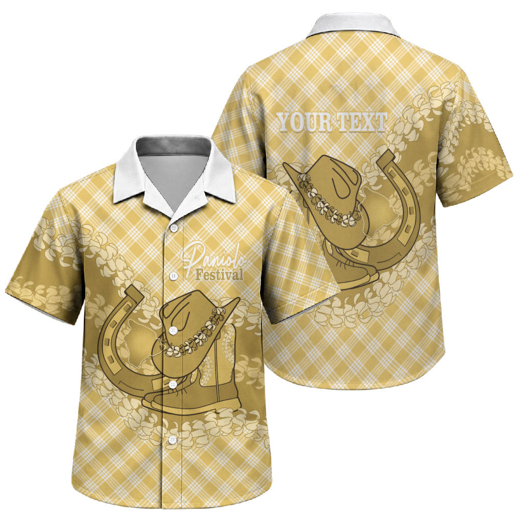 Melemele Hawaii Cowboy Palaka Motifs Personalised Family Matching Summer Maxi Dress and Hawaiian Shirt Paniolo Festival Puakenikeni Lei LT14 Son's Shirt Yellow - Polynesian Pride