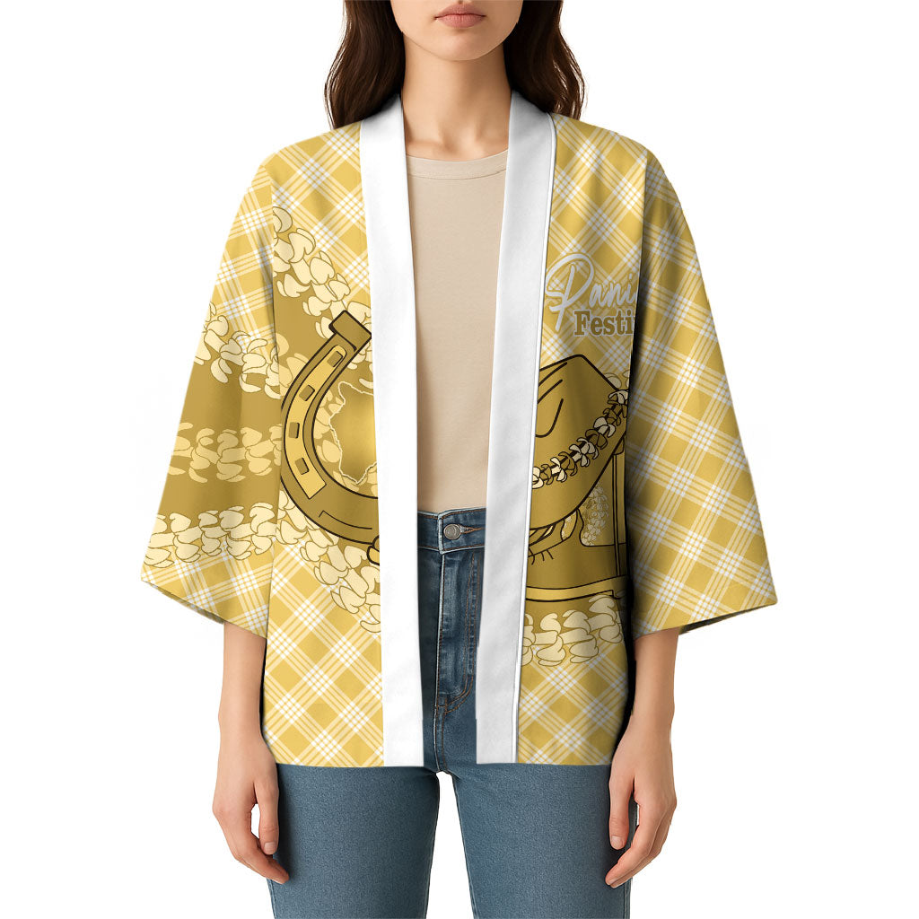 Melemele Hawaii Cowboy Palaka Motifs Personalised Kimono Paniolo Festival Puakenikeni Lei LT14 - Polynesian Pride