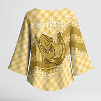 Melemele Hawaii Cowboy Palaka Motifs Personalised Kimono Sleeve Blouse Paniolo Festival Puakenikeni Lei LT14 - Polynesian Pride