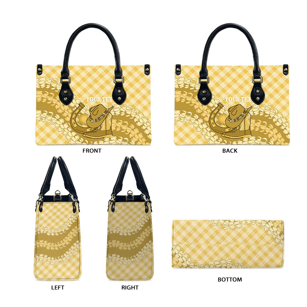 Melemele Hawaii Cowboy Palaka Motifs Personalised Leather Bag Paniolo Festival Puakenikeni Lei LT14 - Polynesian Pride