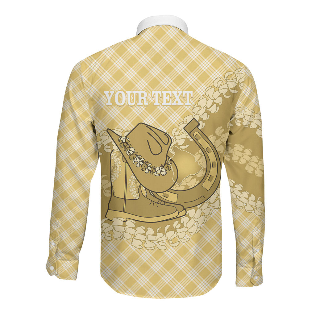 Melemele Hawaii Cowboy Palaka Motifs Personalised Long Sleeve Button Shirt Paniolo Festival Puakenikeni Lei LT14 - Polynesian Pride