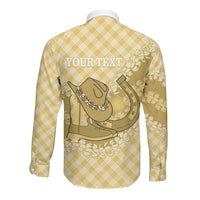 Melemele Hawaii Cowboy Palaka Motifs Personalised Long Sleeve Button Shirt Paniolo Festival Puakenikeni Lei LT14 - Polynesian Pride